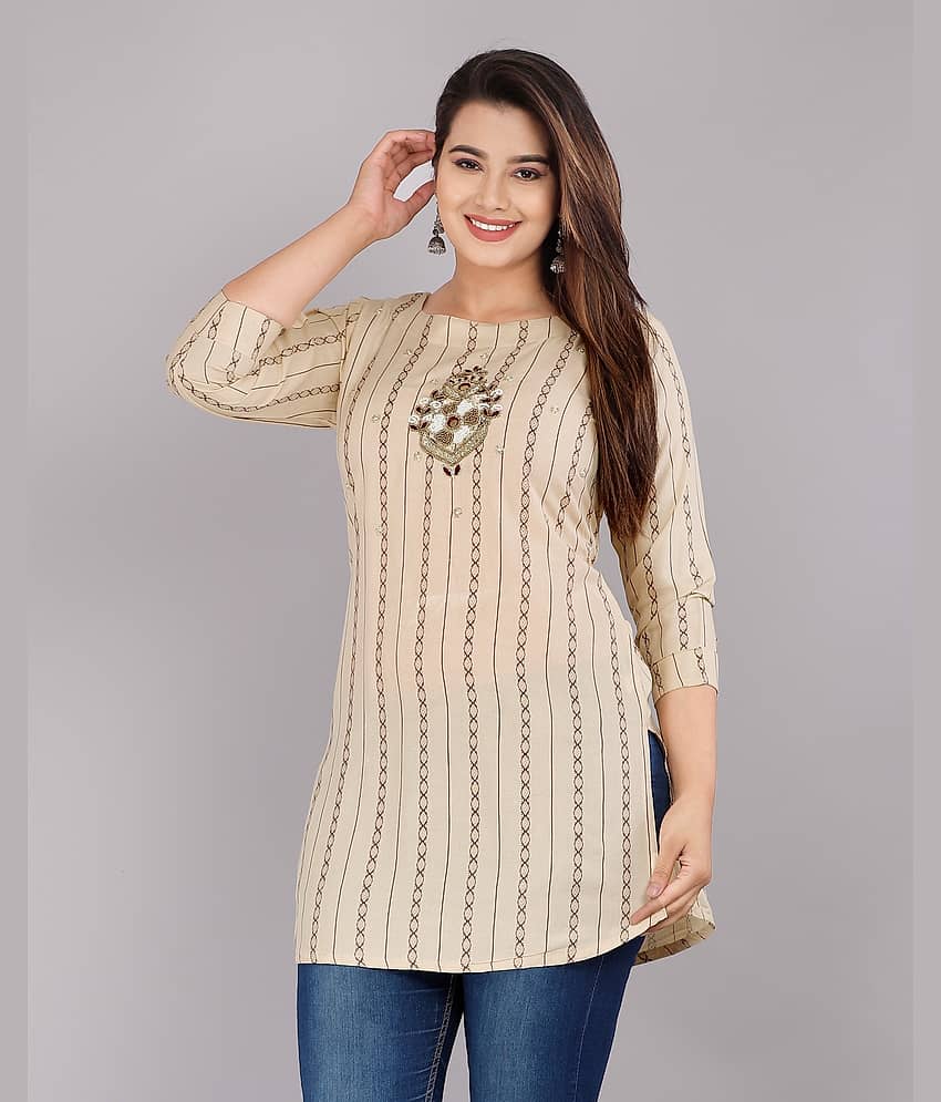 HIGHLIGHT FASHION EXPORT - Beige Rayon Women's Straight Kurti ( Pack of 1 ) - Kurtis, Tunics | Buy online on ZillyBuy