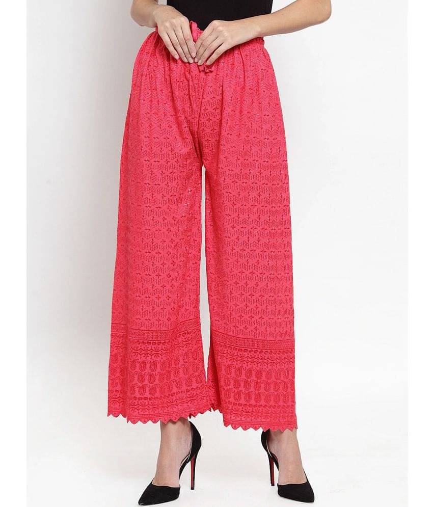OMAYA - Pink Rayon Straight Women's Palazzos ( Pack of 1 ) OMAYA - Pink Rayon Straight Women's Palazzos ( Pack of 1 )