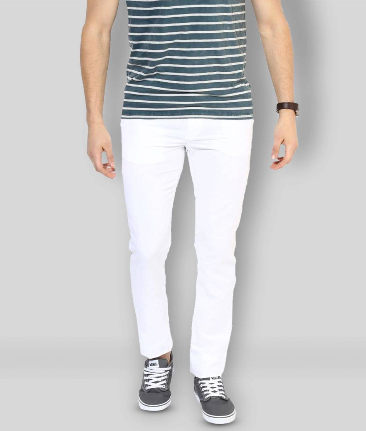     			Calcium - White Cotton Blend Slim Fit Men's Jeans ( Pack of 1 )