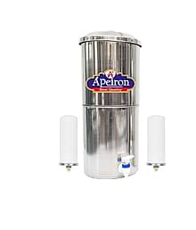APEIRON STAINLESS STEEL WATER FILTER WITH 2 NEW CANDLE 21 Ltr Gravity Water Purifier