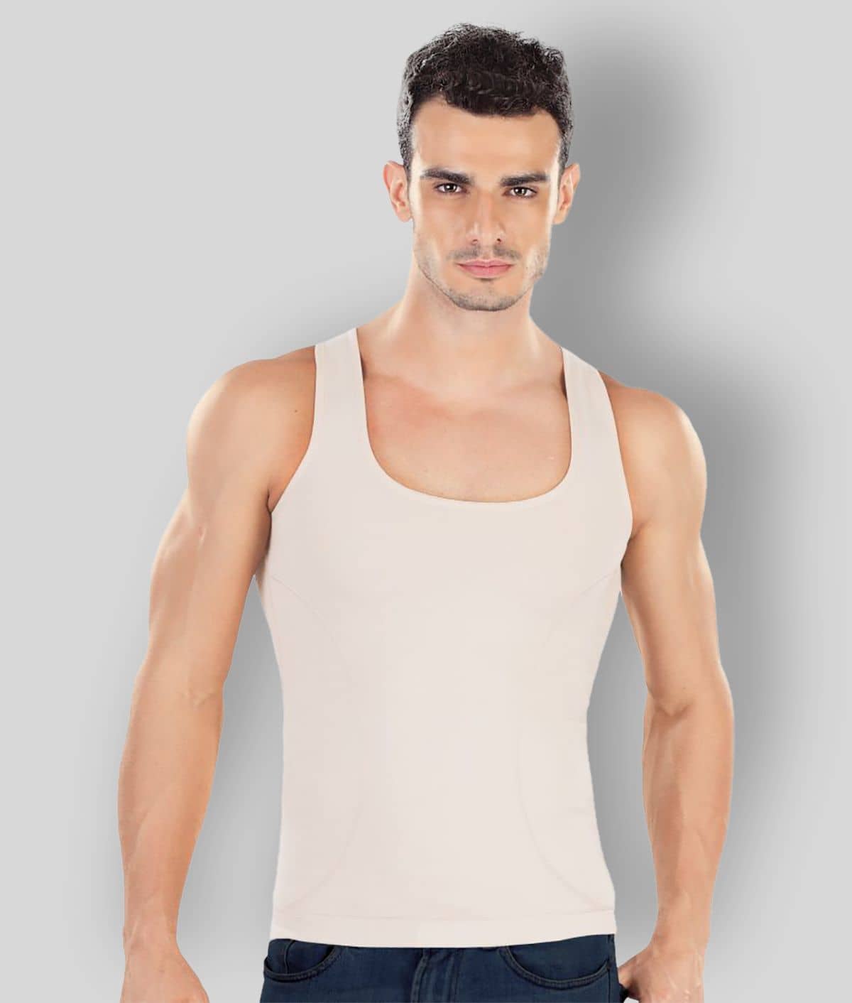 Dermawear Pack of 1 Cotton Blend Sleeveless Vest For Men ( Beige ) - Nightwear & Loungewear | Buy online on ZillyBuy