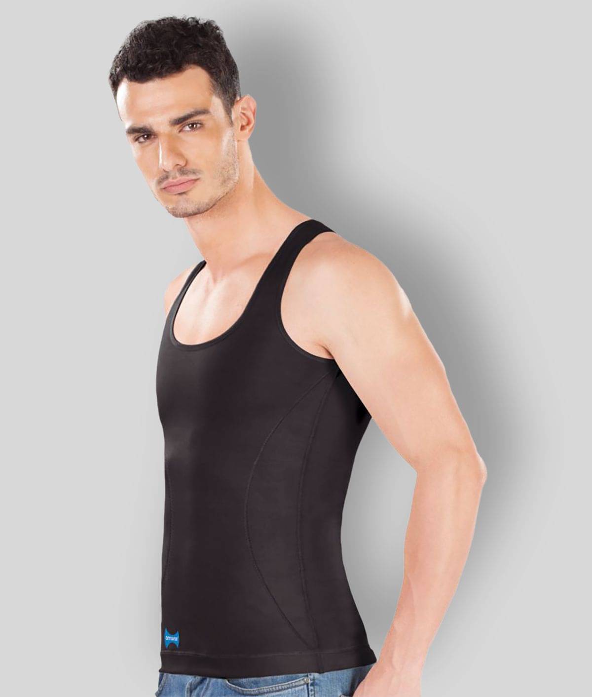     			Dermawear Pack of 1 Cotton Blend Sleeveless Vest For Men ( Black )