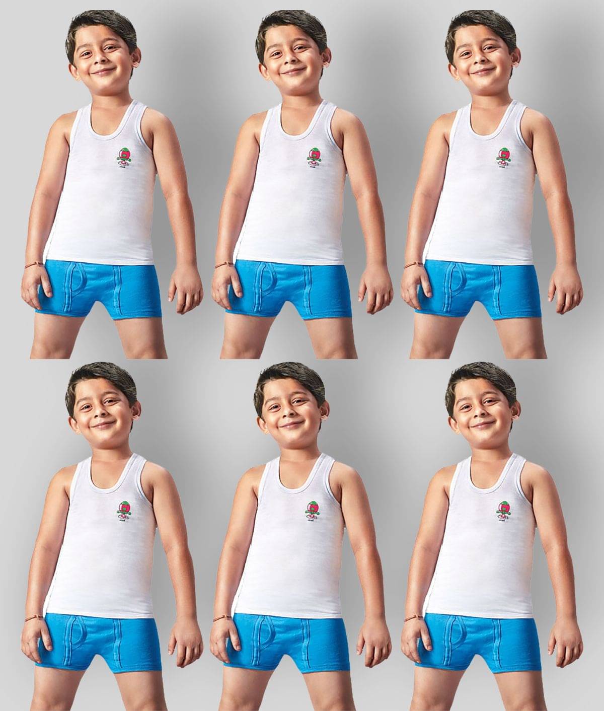 Dixcy Josh Fine Cotton White Sleeveless Vests for Kids/Boys - Pack of 6 Dixcy Josh Fine Cotton White Sleeveless Vests for Kids/Boys - Pack of 6