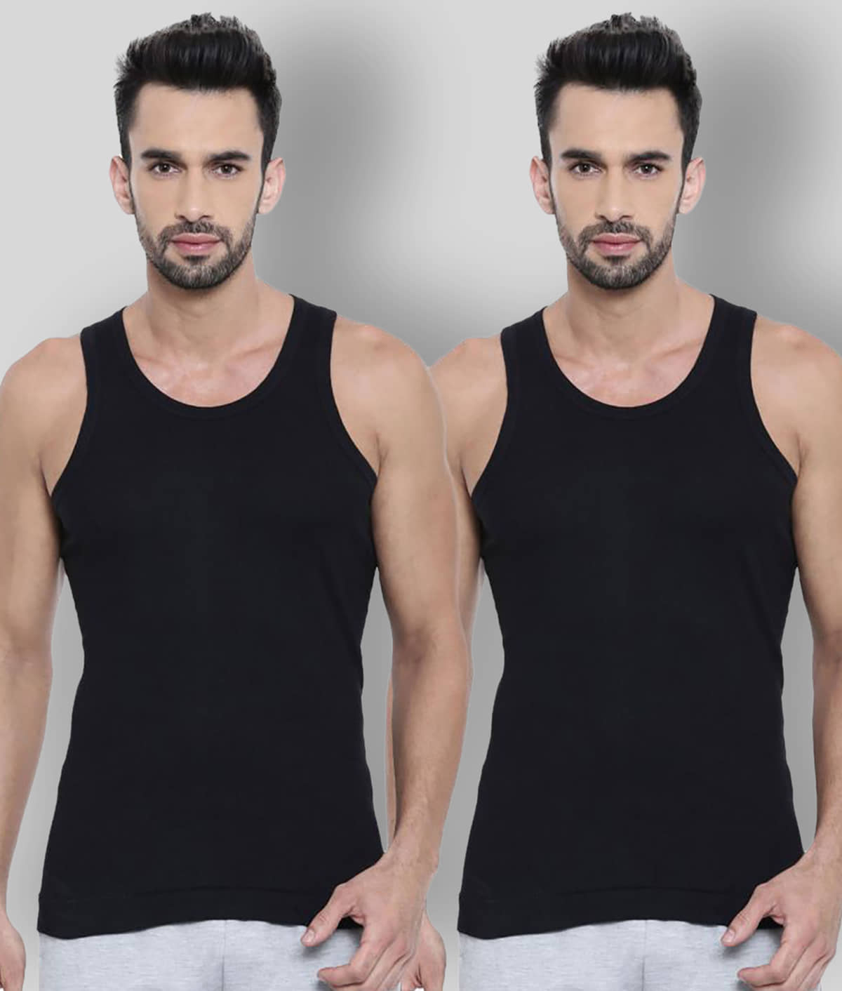 Dixcy Scott -  Black Cotton Men's Vest ( Pack of 2 ) - Nightwear & Loungewear | Buy online on ZillyBuy