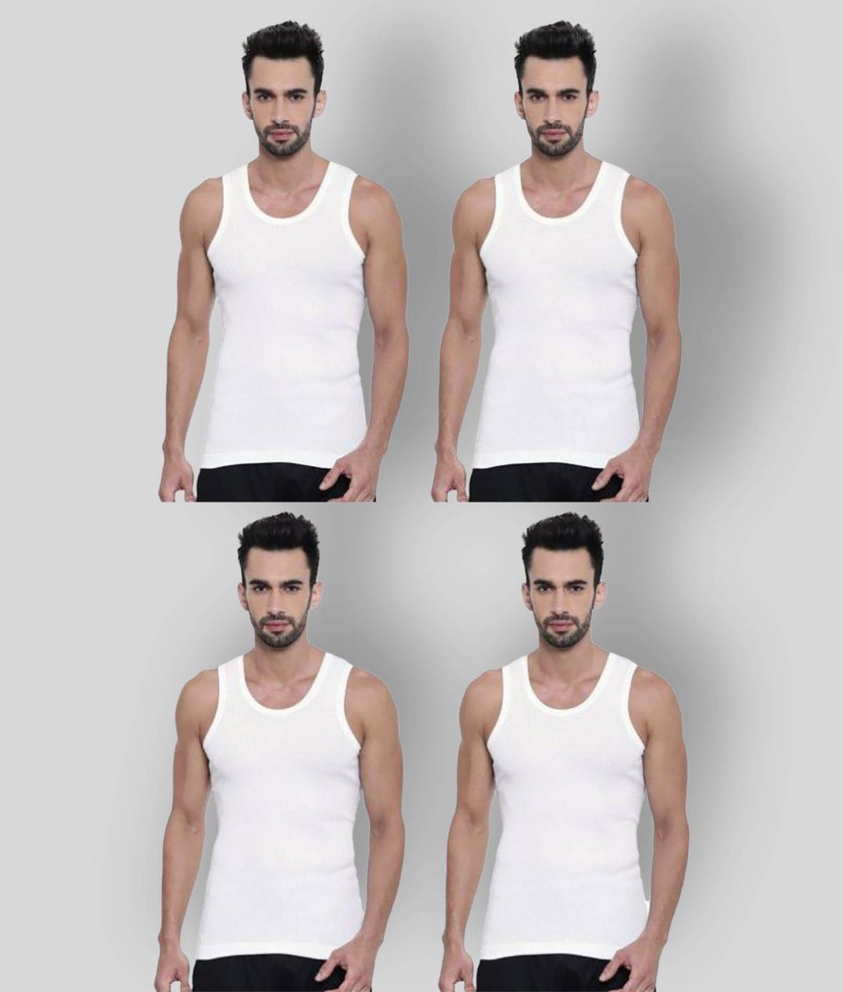 Dixcy Scott - White Cotton Men's Vest ( Pack of 4 ) Dixcy Scott - White Cotton Men's Vest ( Pack of 4 )