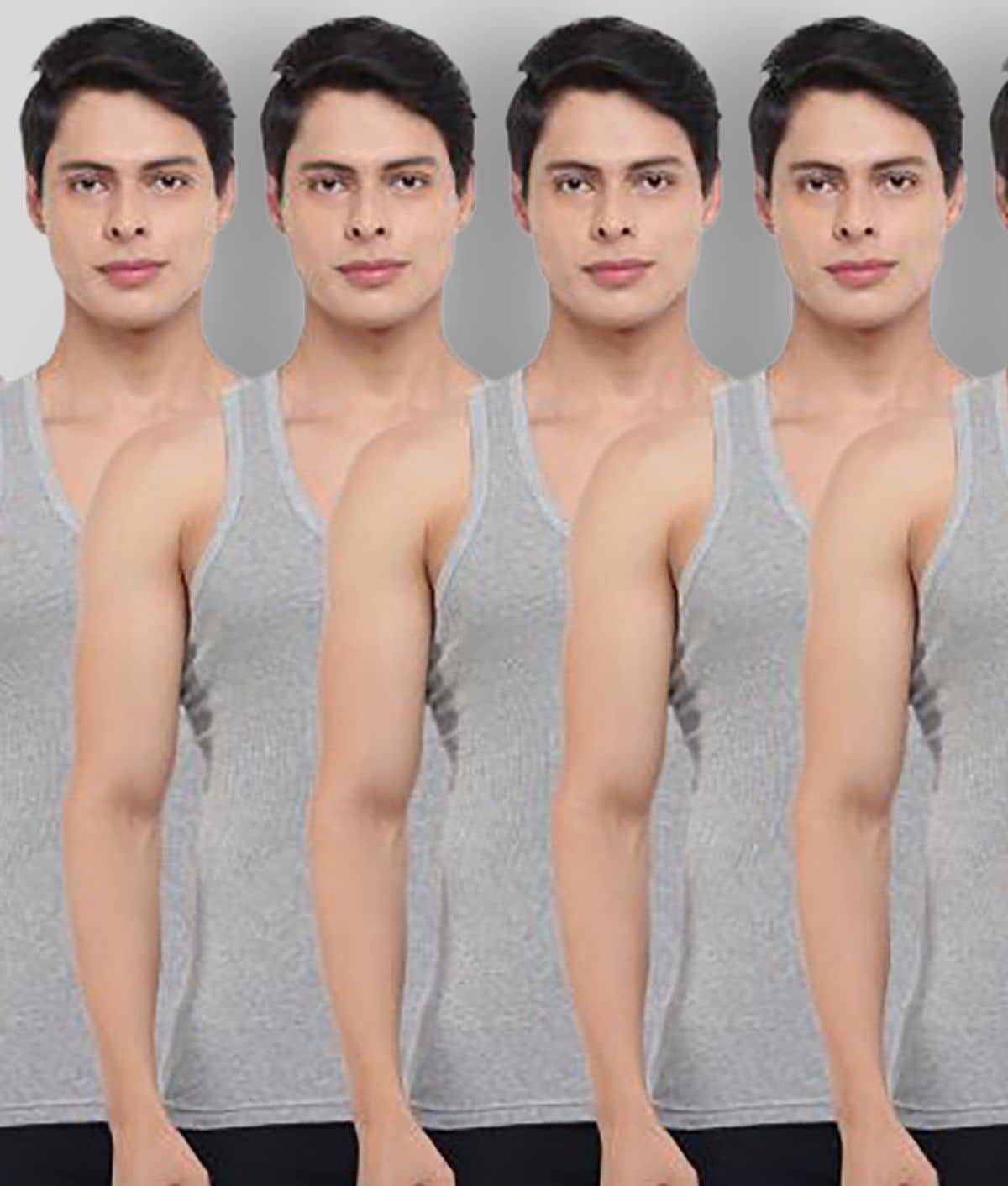 Dollar Bigboss Men's Black Pack of 8 Solid Combed Cotton Vest - Nightwear & Loungewear | Buy online on ZillyBuy