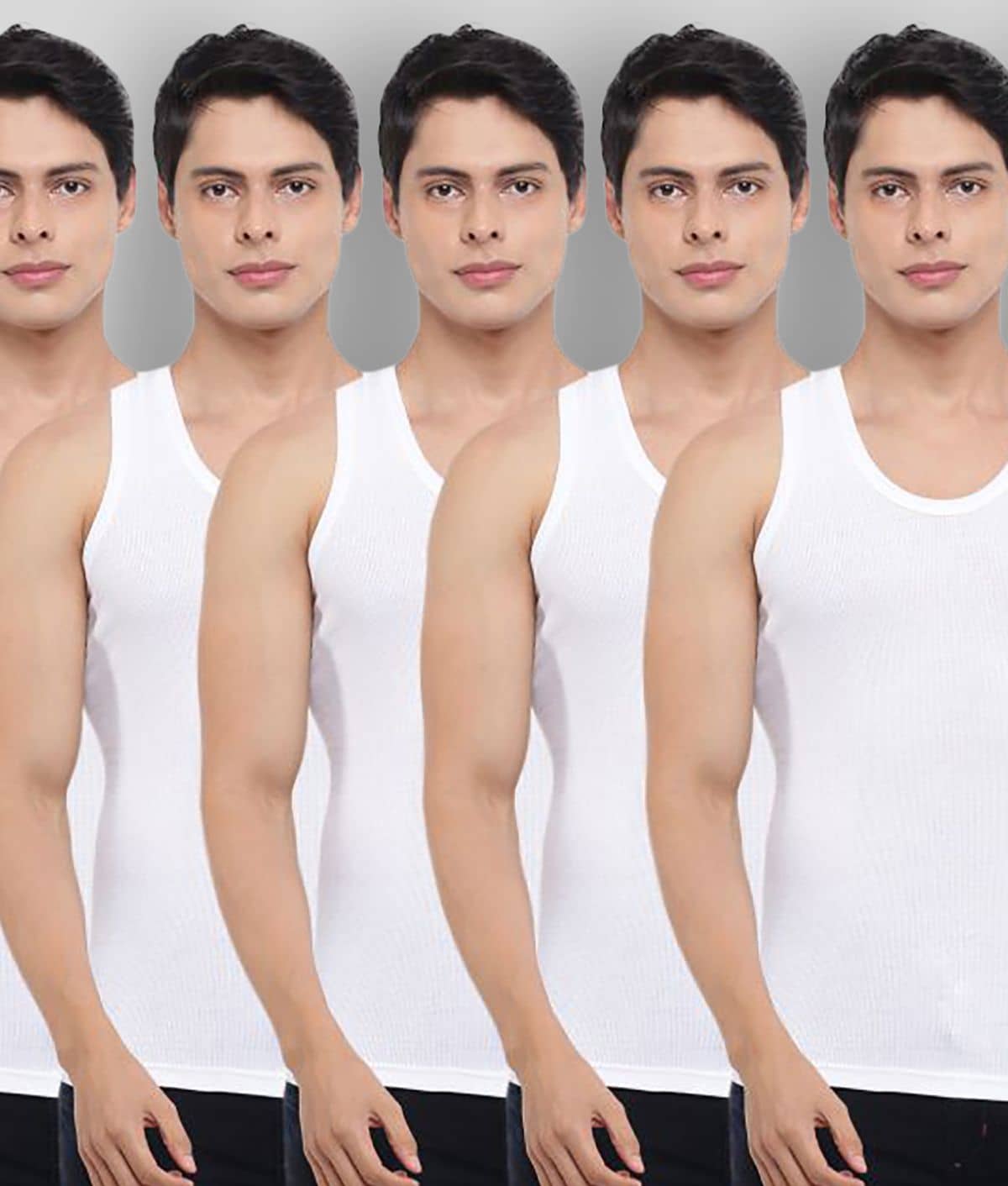 Dollar Bigboss Men's White Pack of 5 Solid Combed Cotton Vest - Nightwear & Loungewear | Buy online on ZillyBuy
