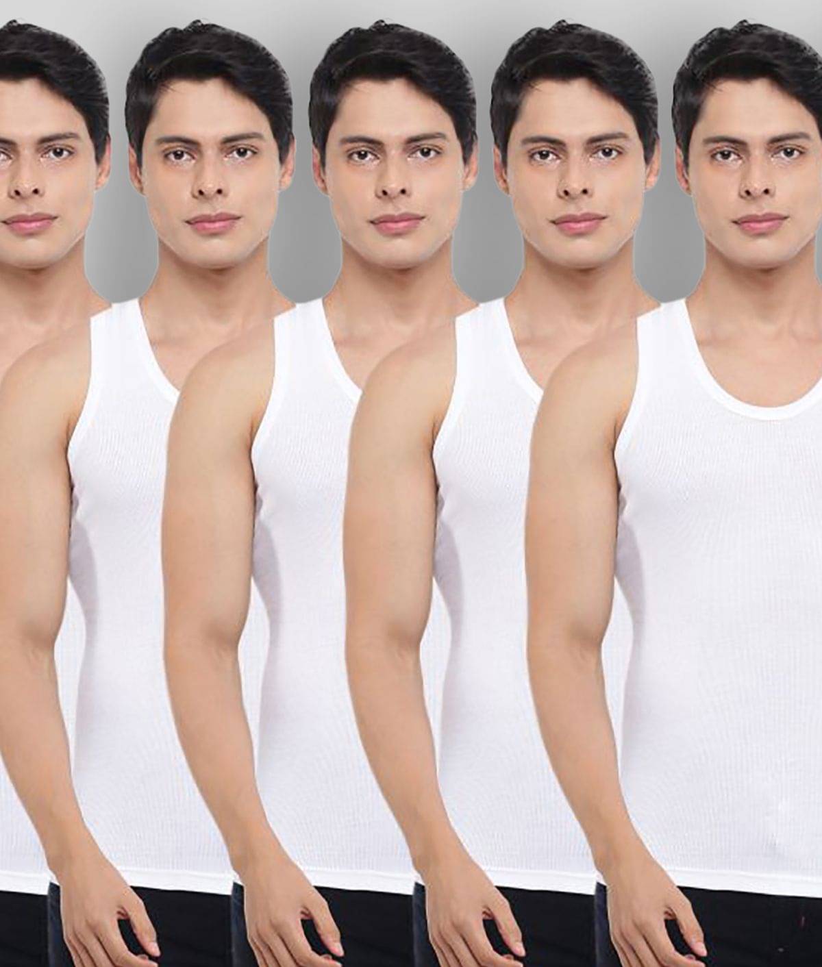 Dollar Bigboss Men's White Pack of 5 Solid Combed Cotton Vest     			Dollar Bigboss Men's White Pack of 5 Solid Combed Cotton Vest