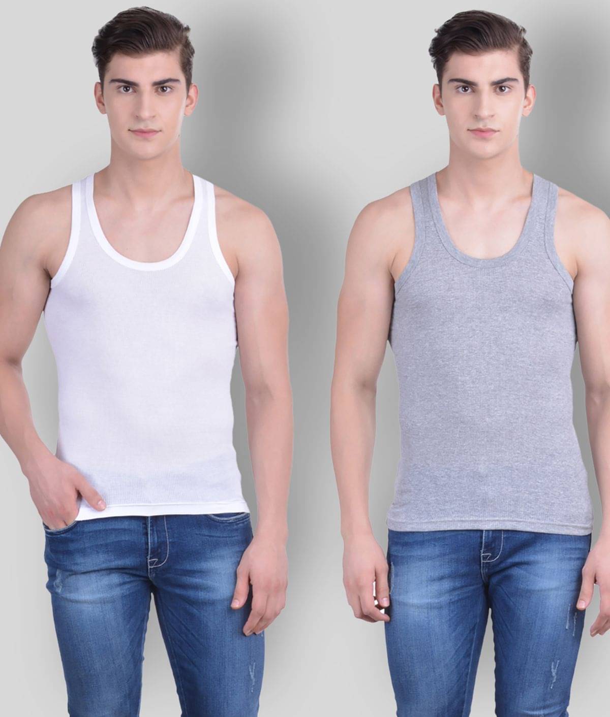 Dollar Bigboss Men's Pack of 2 Solid Combed Cotton Vest Dollar Bigboss Men's Pack of 2 Solid Combed Cotton Vest