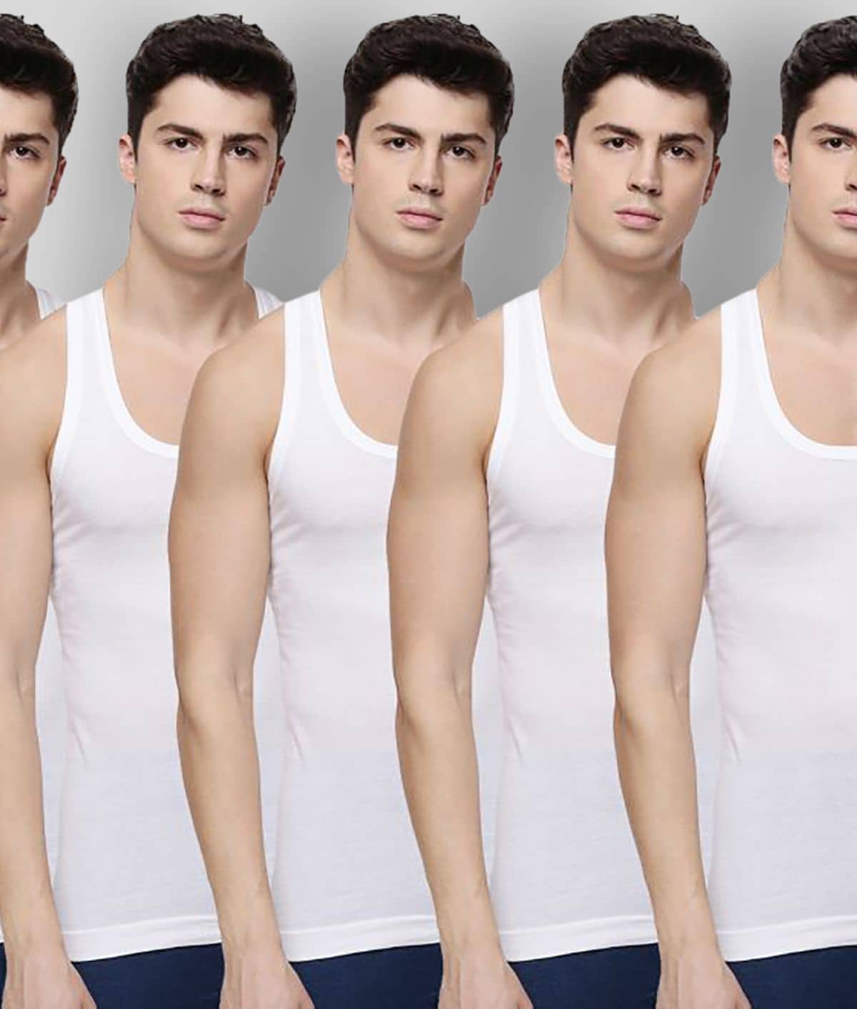 Dollar Bigboss Men's White Pack of 5 Solid Combed Cotton Shrinkless Vest - Nightwear & Loungewear | Buy online on ZillyBuy