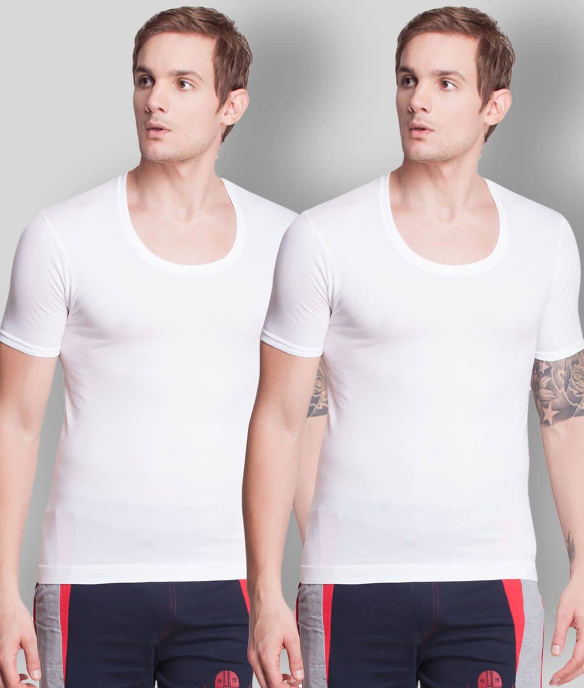 Dollar Bigboss Men's White Pack of 2 Solid Egyptian Cotton Vest - Nightwear & Loungewear | Buy online on ZillyBuy