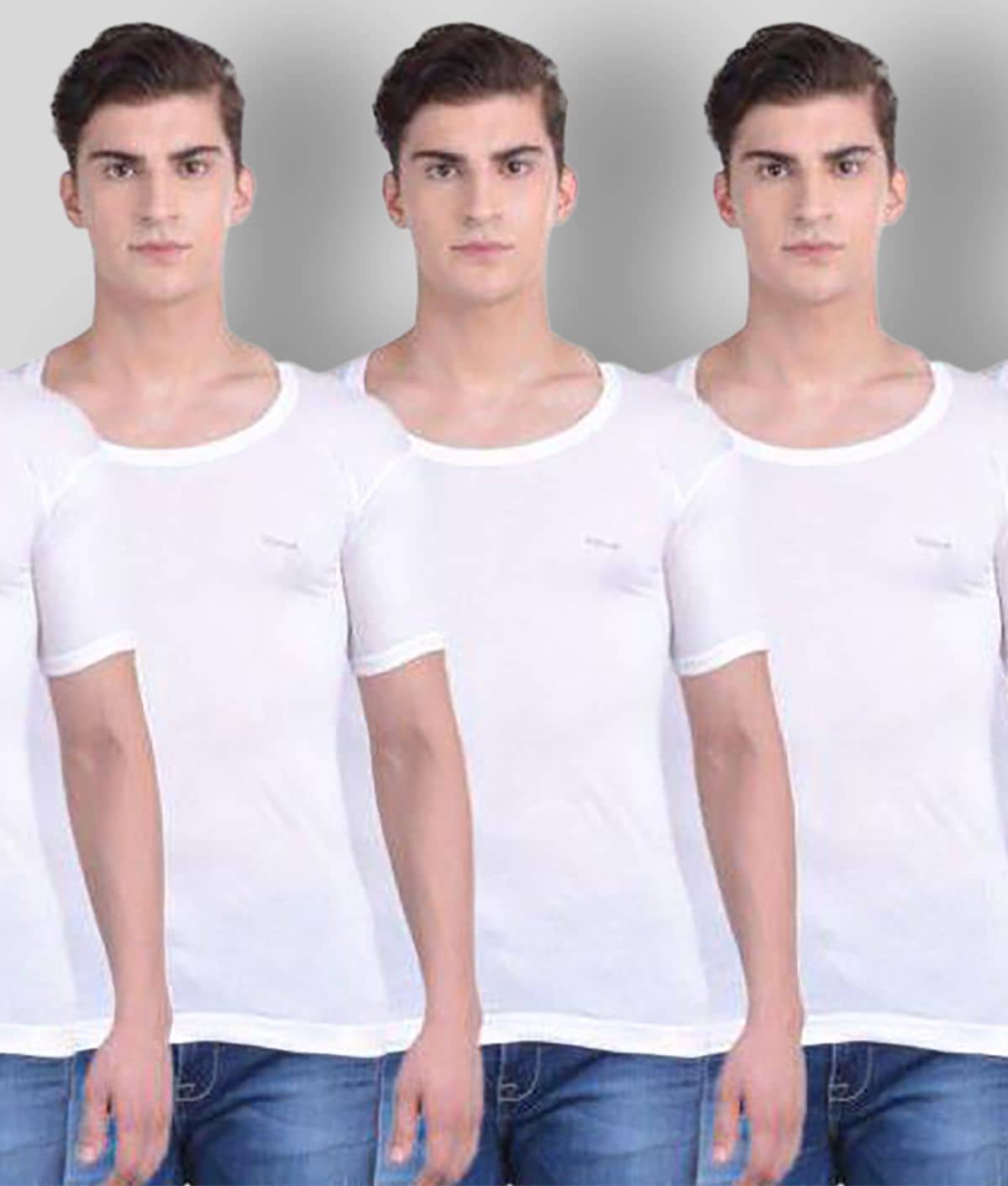 Dollar Bigboss Men's White Pack of 5 Solid Combed Cotton Shrinkless Vest - Nightwear & Loungewear | Buy online on ZillyBuy