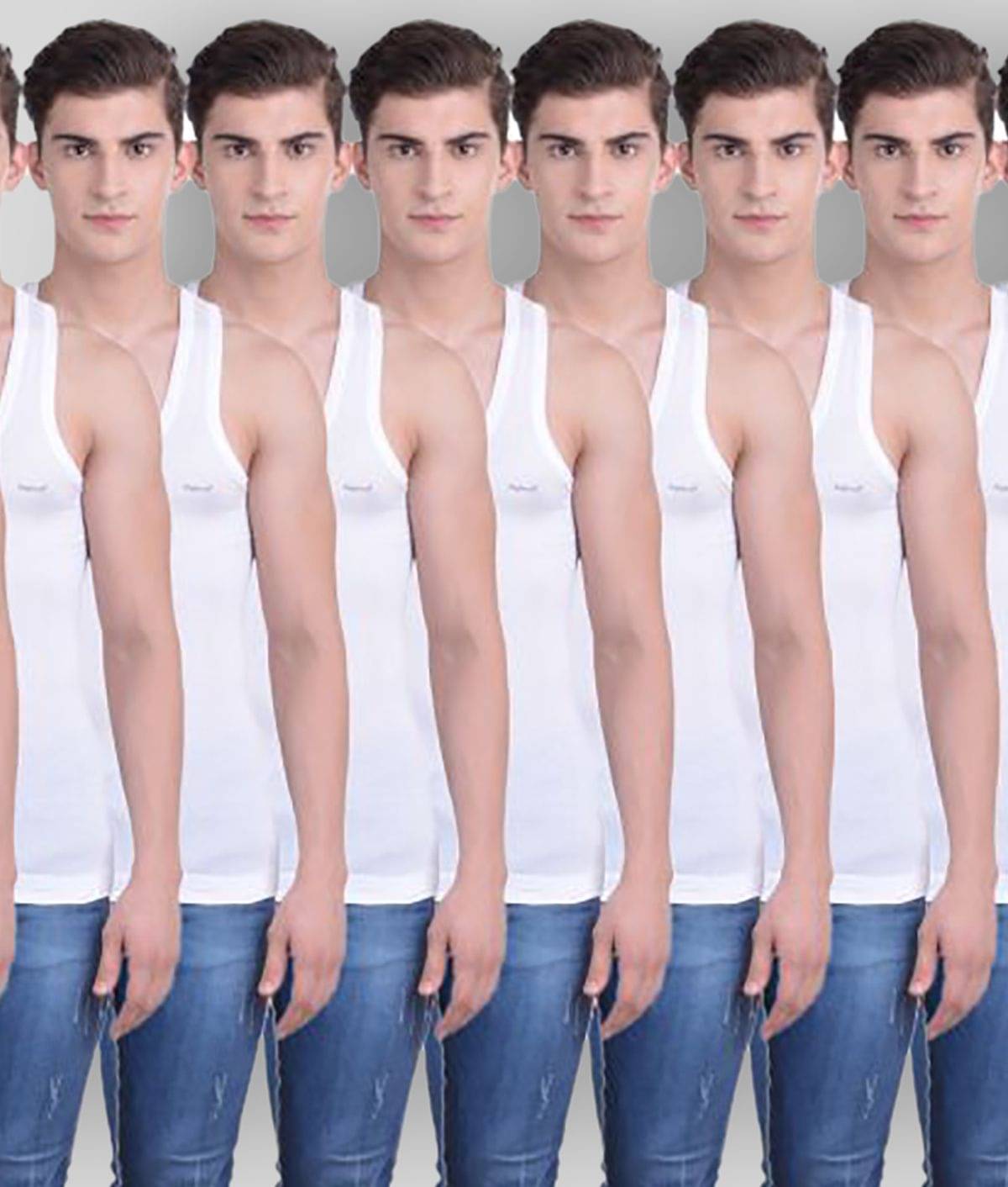 Dollar Bigboss Men's White Pack of 10 Solid Combed Cotton Shrinkless Vest Dollar Bigboss Men's White Pack of 10 Solid Combed Cotton Shrinkless Vest