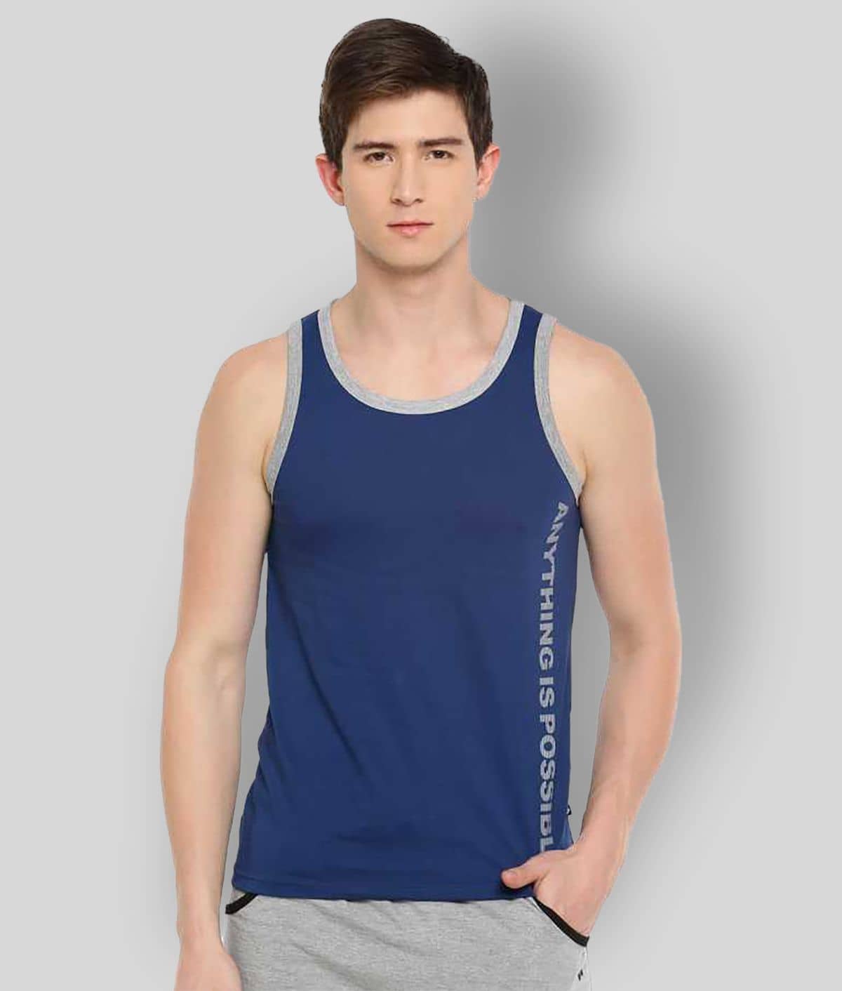Dollar - Blue Cotton Blend Men's Vest  ( Pack of 1 ) - Nightwear & Loungewear | Buy online on ZillyBuy