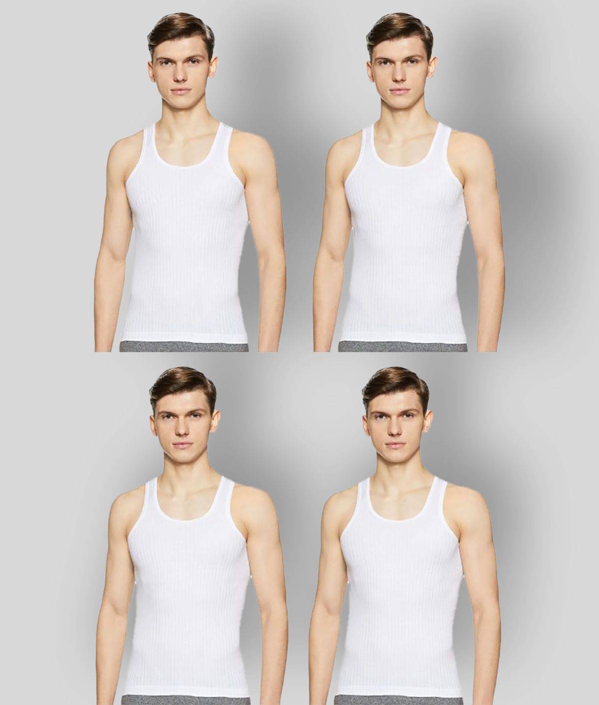 Euro - White Cotton Men's Vest ( Pack of 4 ) Euro - White Cotton Men's Vest ( Pack of 4 )