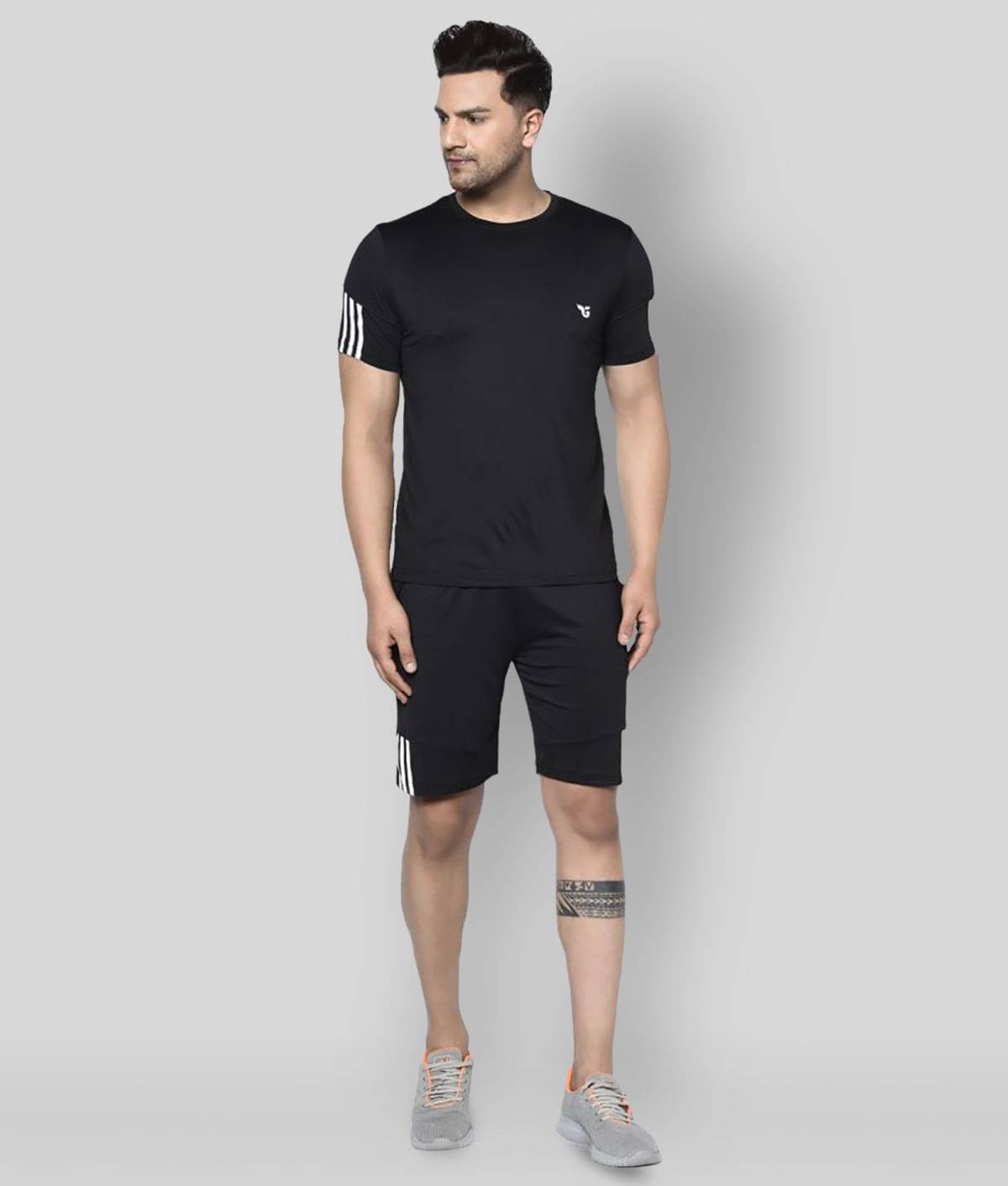 Glito - Black Polyester Regular Fit Solid Men's Sports Tracksuit ( Pack of 1 ) Glito - Black Polyester Regular Fit Solid Men's Sports Tracksuit ( Pack of 1 )