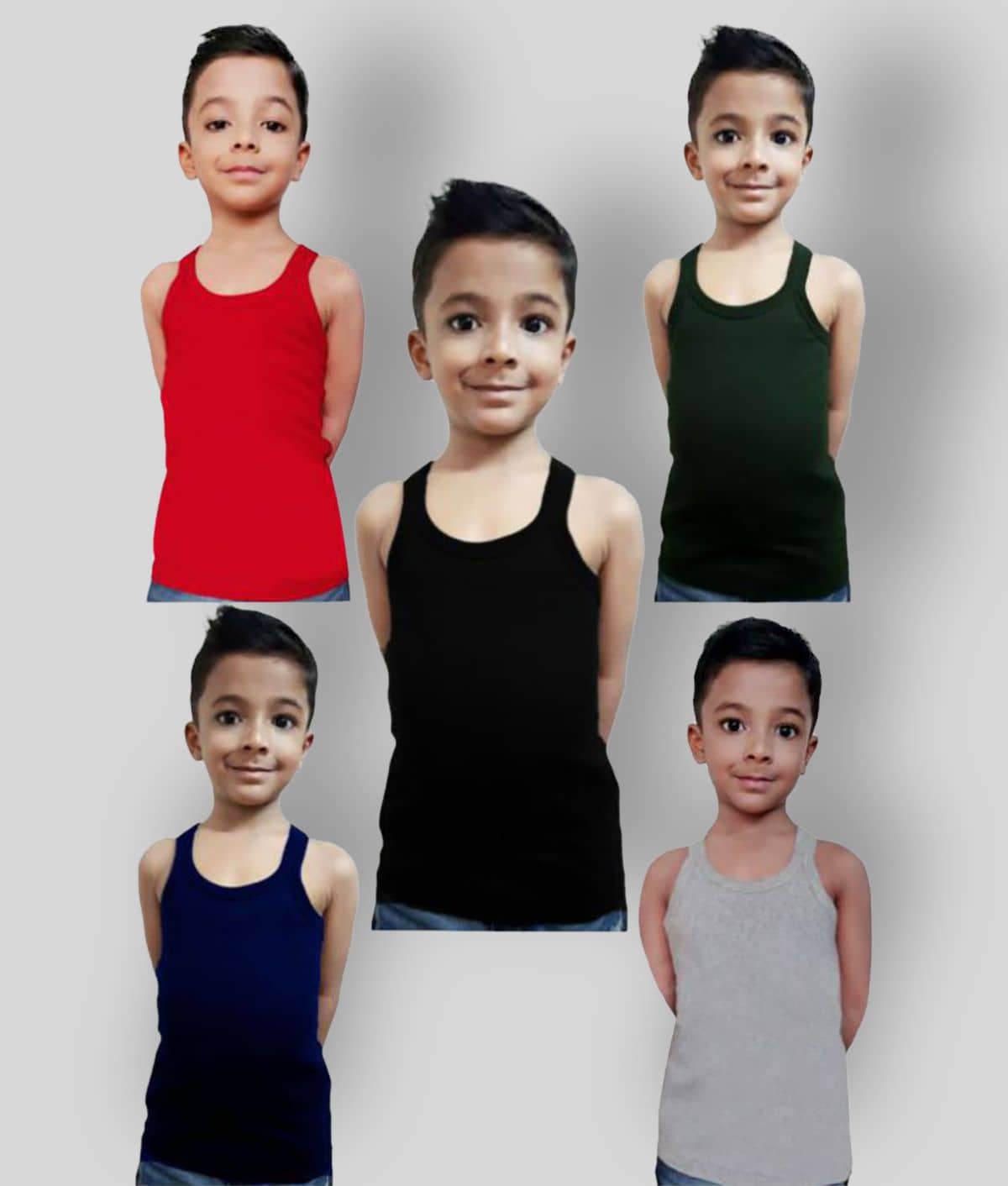 HAP Pack of 5 Boys Cotton Vest ( Multicolor ) - Nightwear & Loungewear | Buy online on ZillyBuy