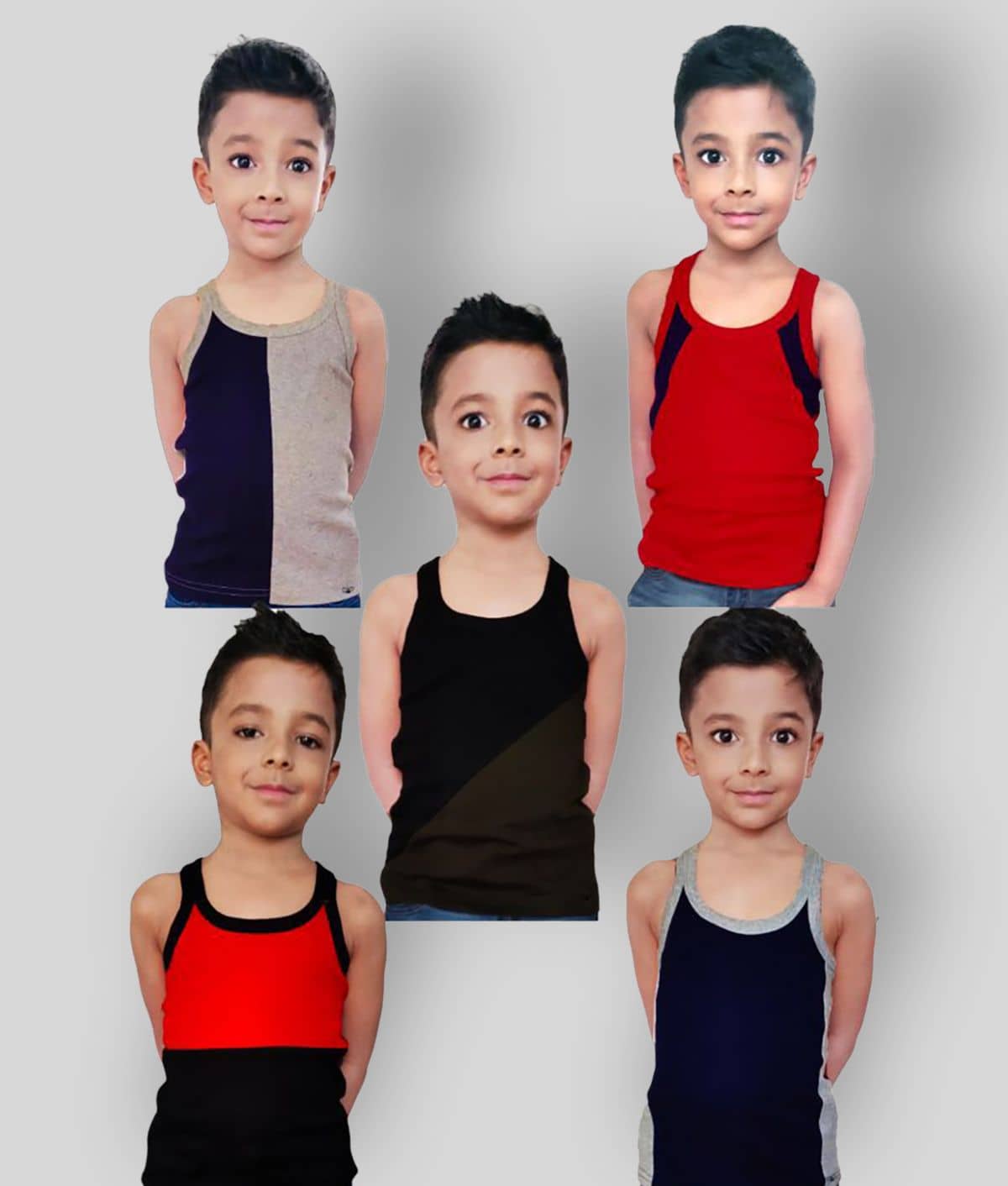 HAP Pack of 5 Boys 100% Cotton ( Multi Color ) - Nightwear & Loungewear | Buy online on ZillyBuy