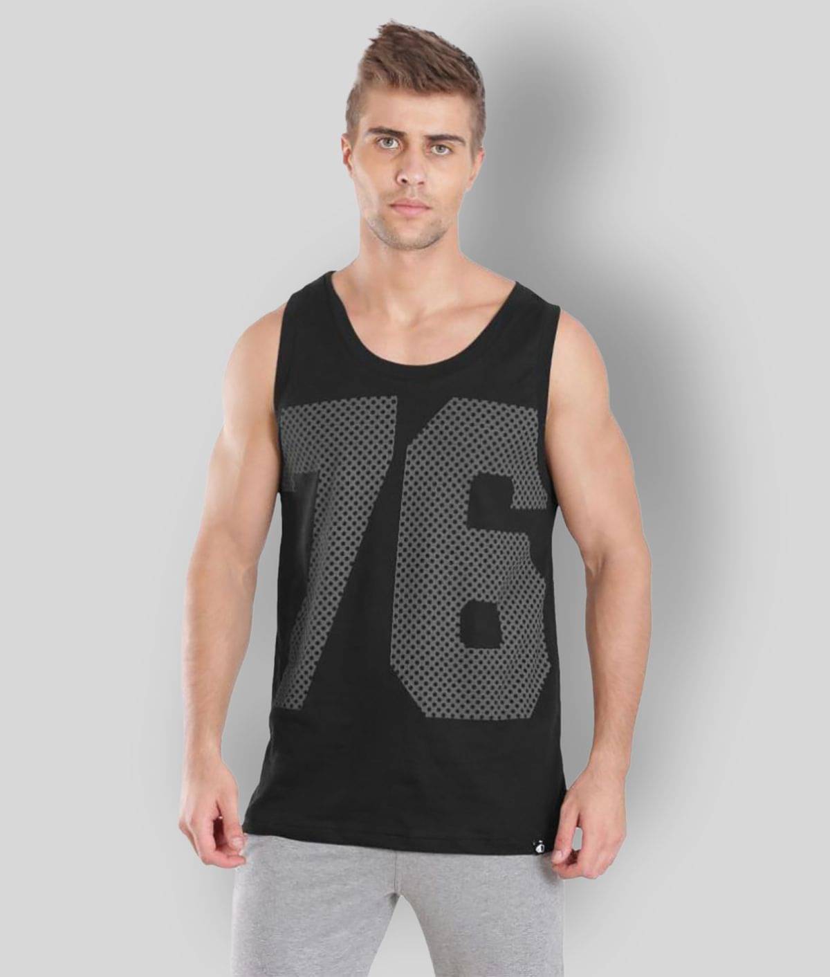     			Jockey -  Black Cotton Men's Vest ( Pack of 1 )