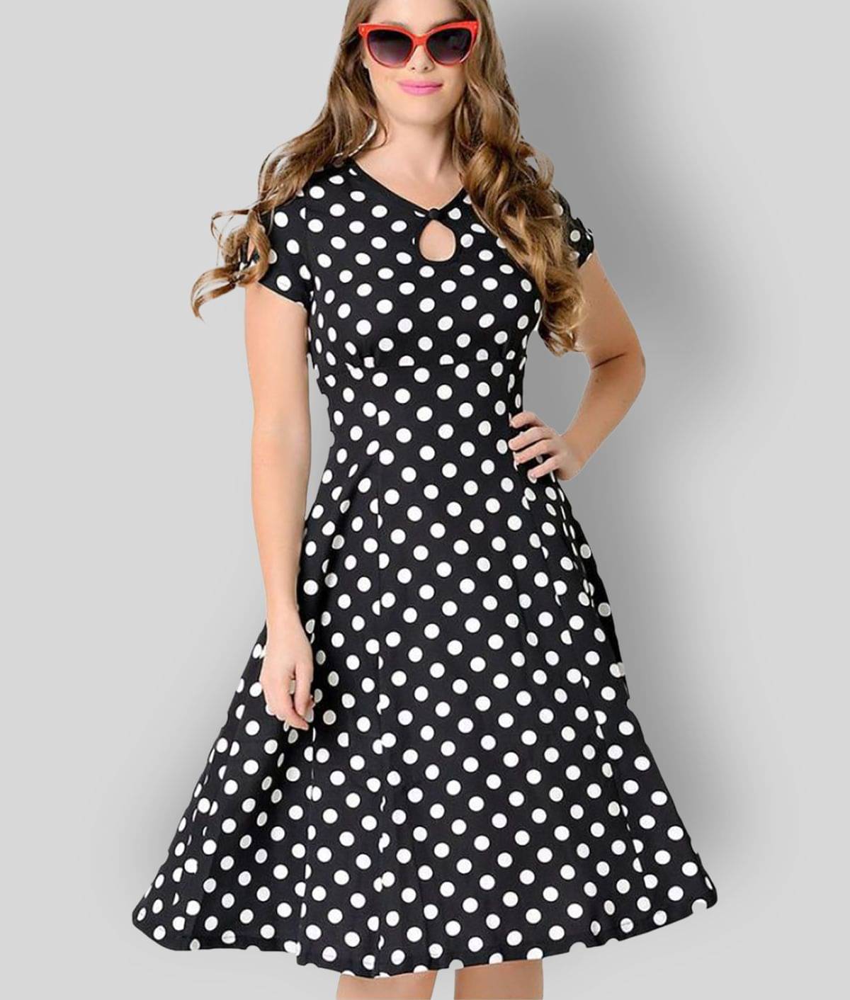 NOWT-Aliquid - Black Crepe Women's Fit & Flare Dress ( Pack of 1 ) NOWT-Aliquid - Black Crepe Women's Fit & Flare Dress ( Pack of 1 )