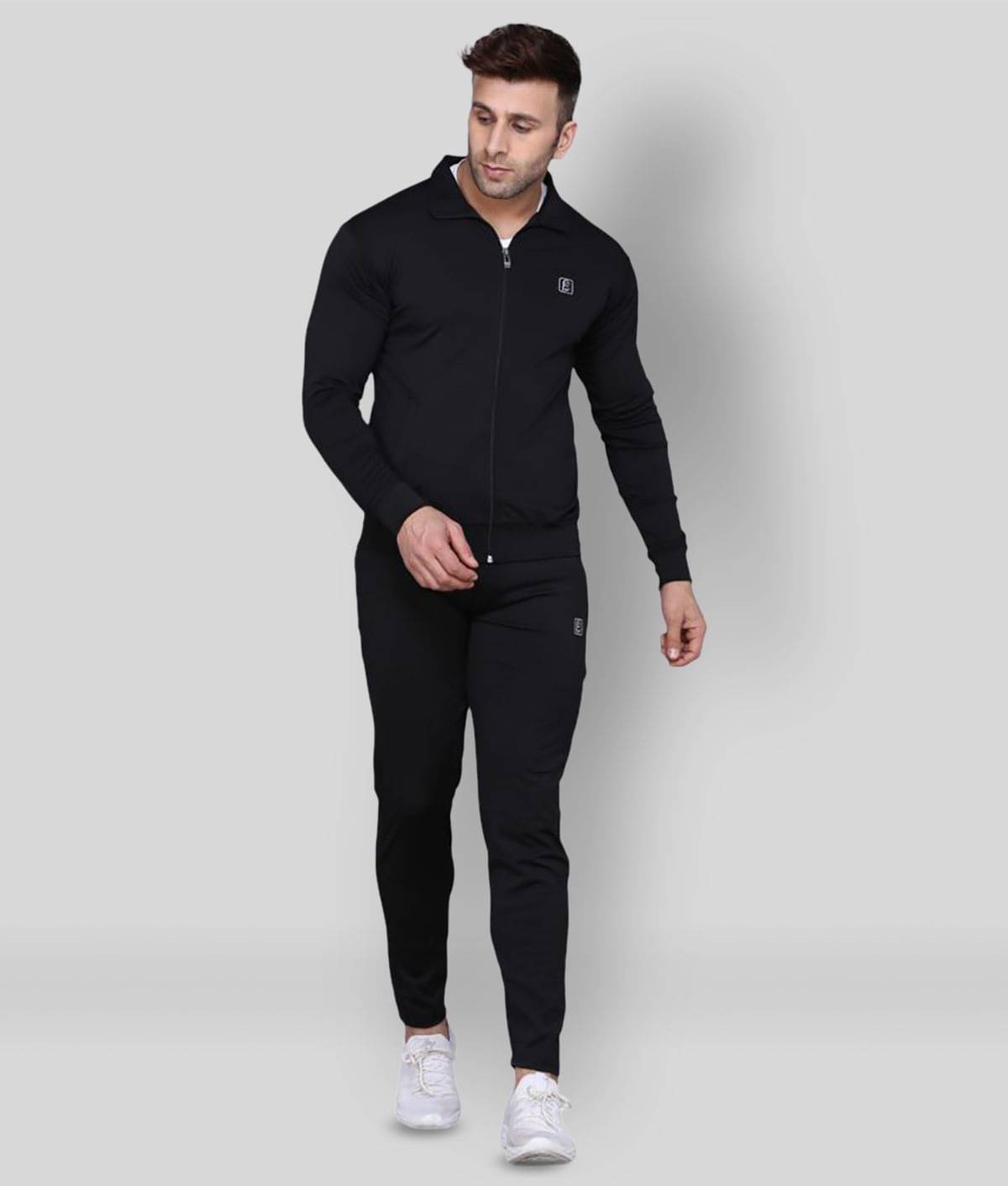     			PRAUME - Black Polyester Regular Fit Solid Men's Sports Tracksuit ( Pack of 1 )