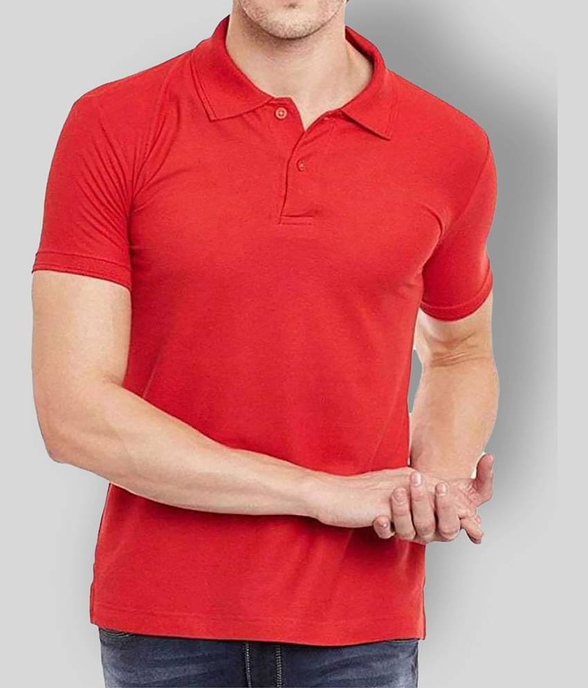 SKYRISE Pack of 1 Cotton Blend Slim Fit Solid Half Sleeves Men's Polo T Shirt ( Red )