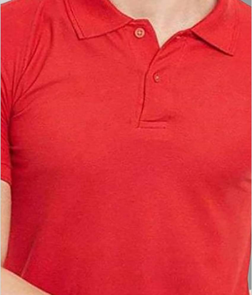 SKYRISE Pack of 1 Cotton Blend Slim Fit Solid Half Sleeves Men's Polo T Shirt ( Red )