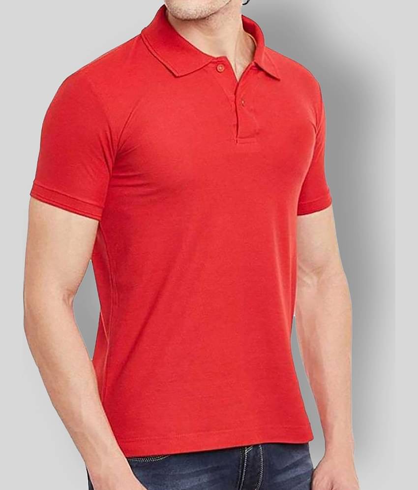 SKYRISE Pack of 1 Cotton Blend Slim Fit Solid Half Sleeves Men's Polo T Shirt ( Red )