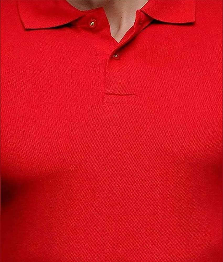 SKYRISE Pack of 1 Cotton Blend Slim Fit Solid Half Sleeves Men's Polo T Shirt ( Red )
