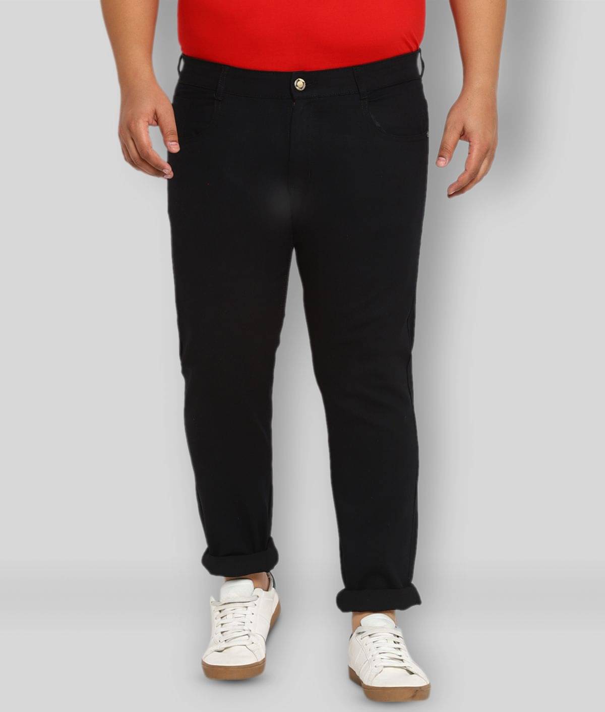 Urbano Plus - Black Cotton Blend Regular Fit Men's Jeans ( Pack of 1 ) Urbano Plus - Black Cotton Blend Regular Fit Men's Jeans ( Pack of 1 )