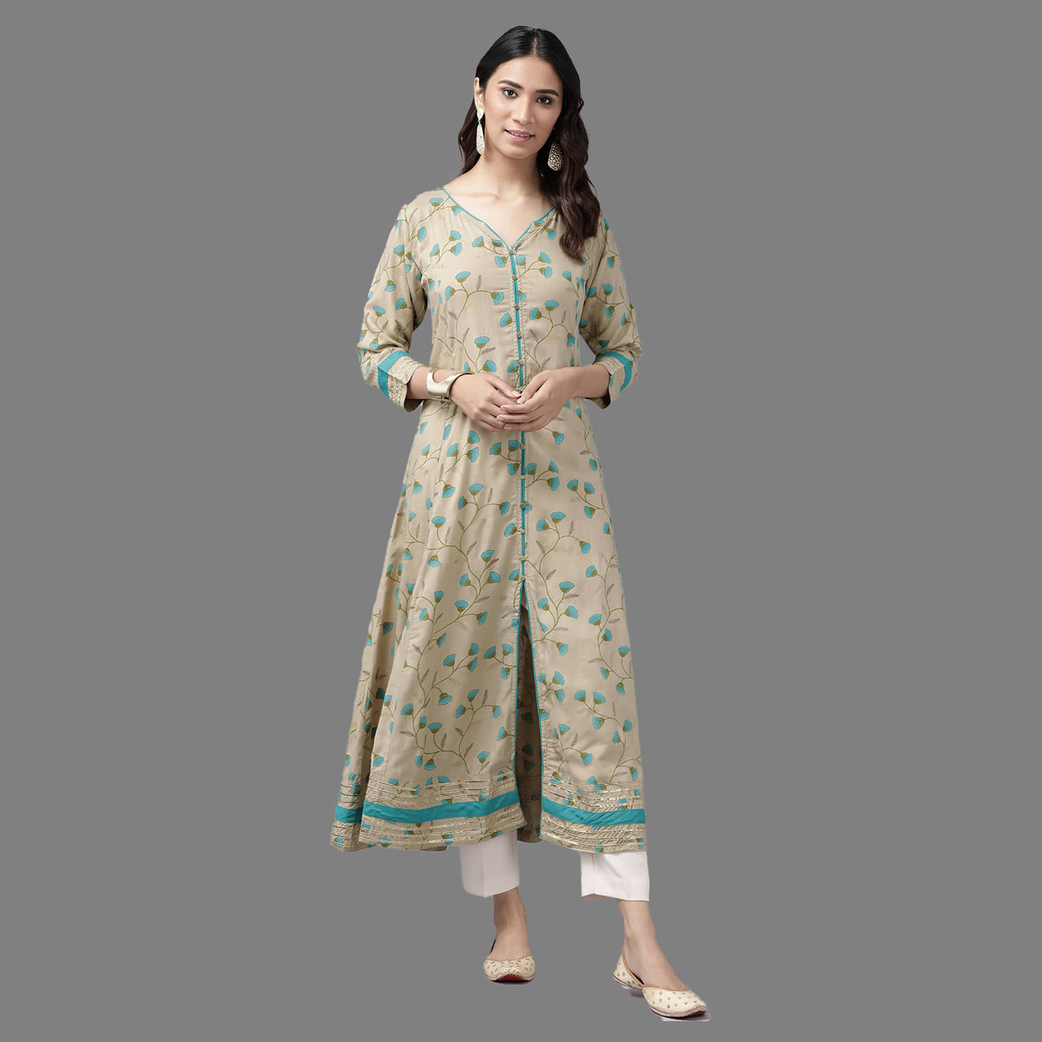 Yash Gallery - Khaki Rayon Women's Front Slit Kurti ( Pack of 1 ) - Kurtis, Tunics | Buy online on ZillyBuy