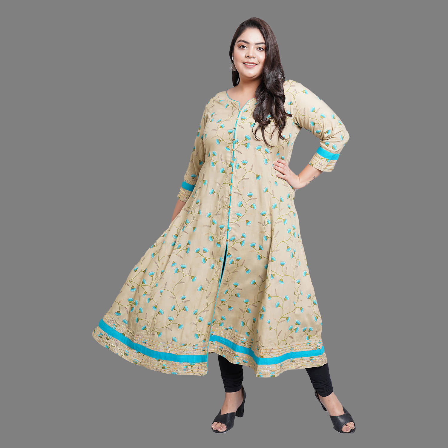 Yash Gallery - Khaki Rayon Women's Front Slit Kurti ( Pack of 1 ) - Kurtis, Tunics | Buy online on ZillyBuy