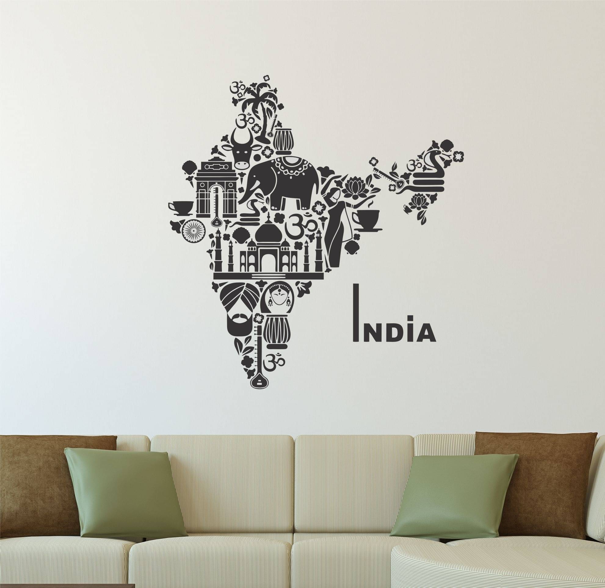 Asmi Collection Self Adhesive Indian Culture Map Wall Sticker ( 65 x 60 cms ) Asmi Collection Self Adhesive Indian Culture Map Wall Sticker ( 65 x 60 cms )