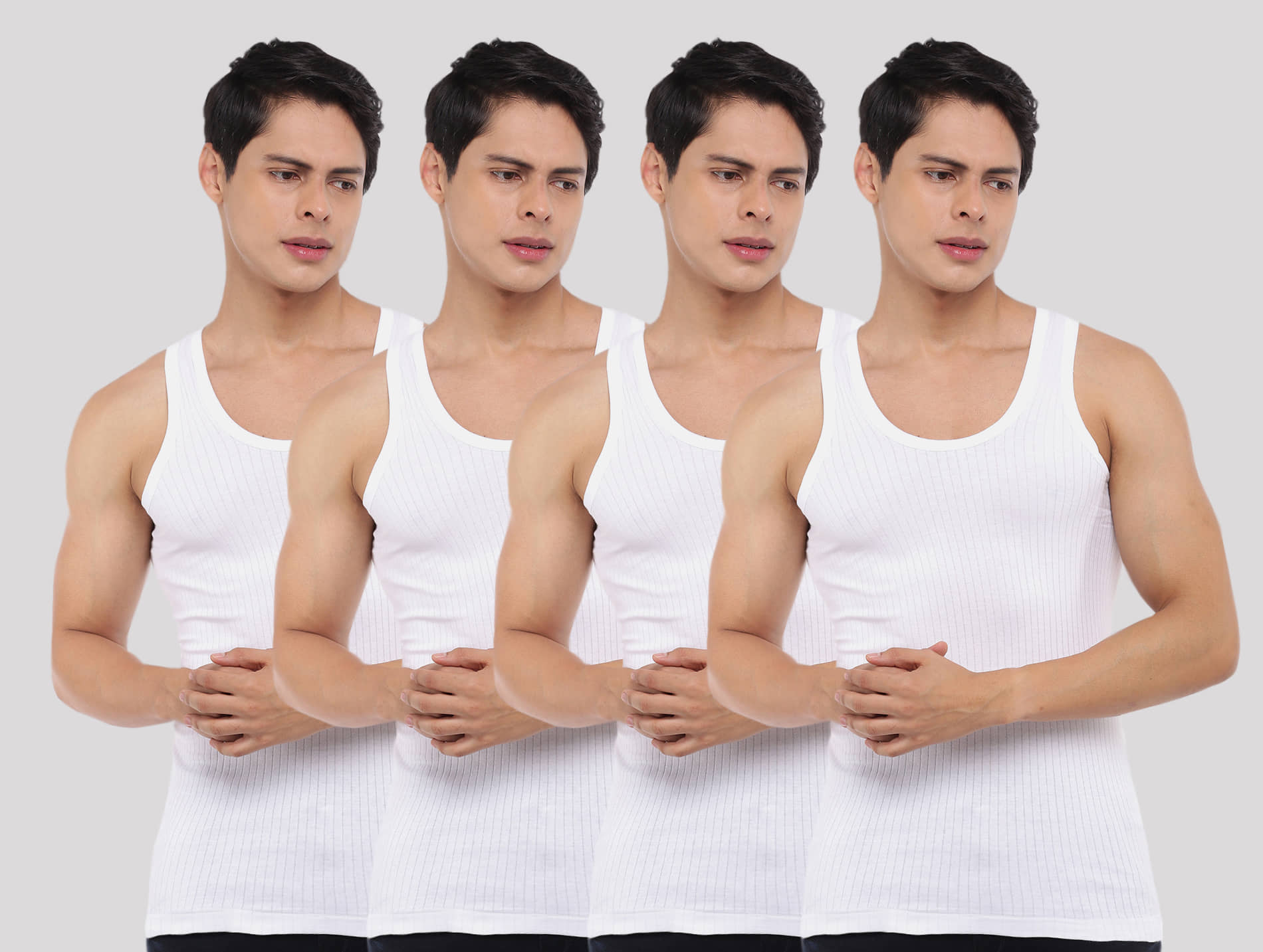 Dollar Bigboss Men's Black Pack of 4 Solid Combed Cotton Vest - Nightwear & Loungewear | Buy online on ZillyBuy
