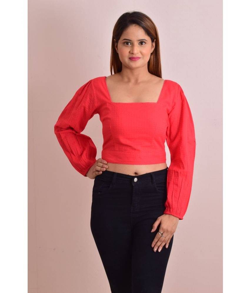     			NUEVOSDAMAS Women's Viscose Crop Top ( Red )