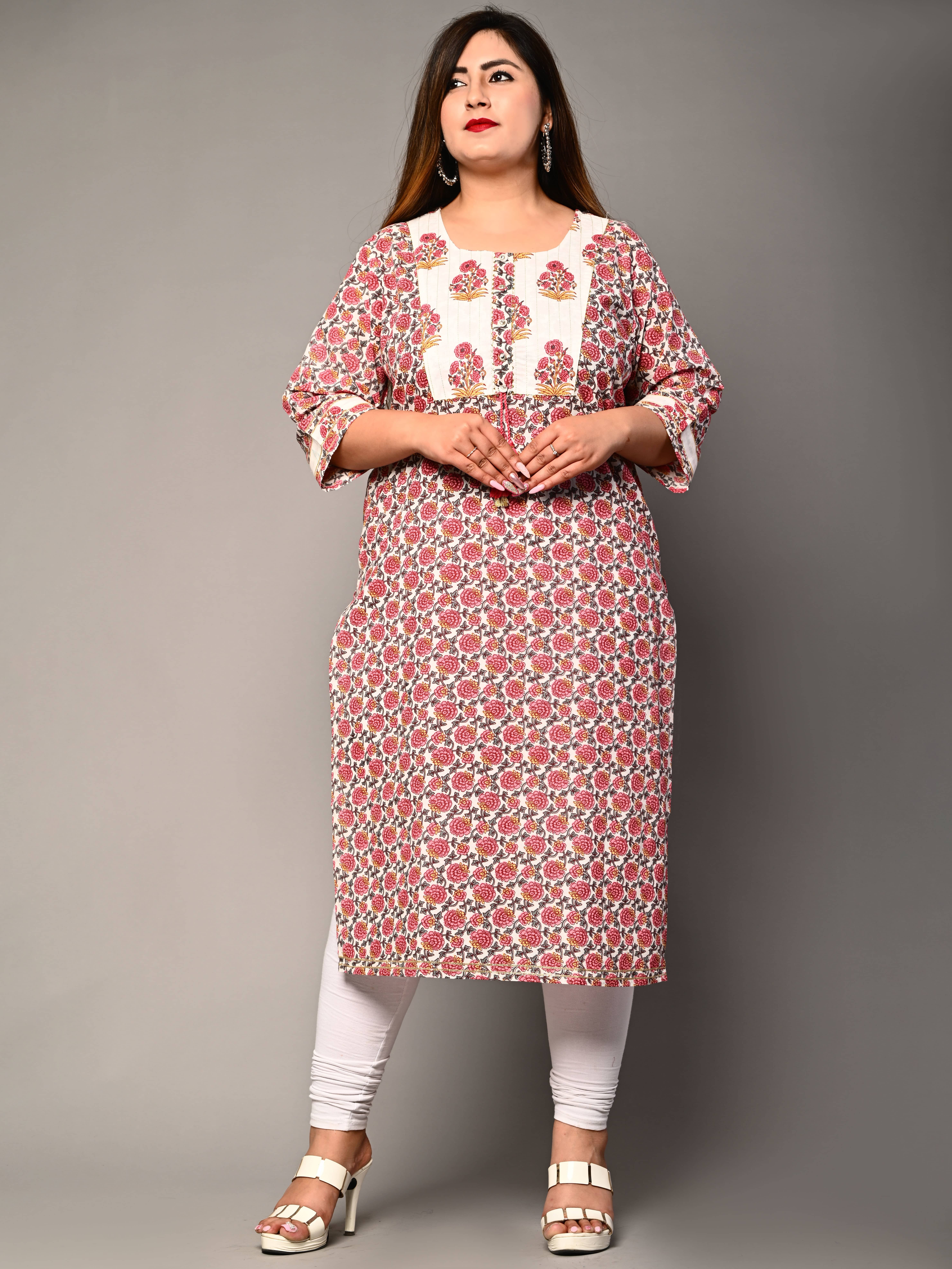 Swasti - Pink Cotton Women's Straight Kurti ( Pack of 1 ) - Kurtis, Tunics | Buy online on ZillyBuy