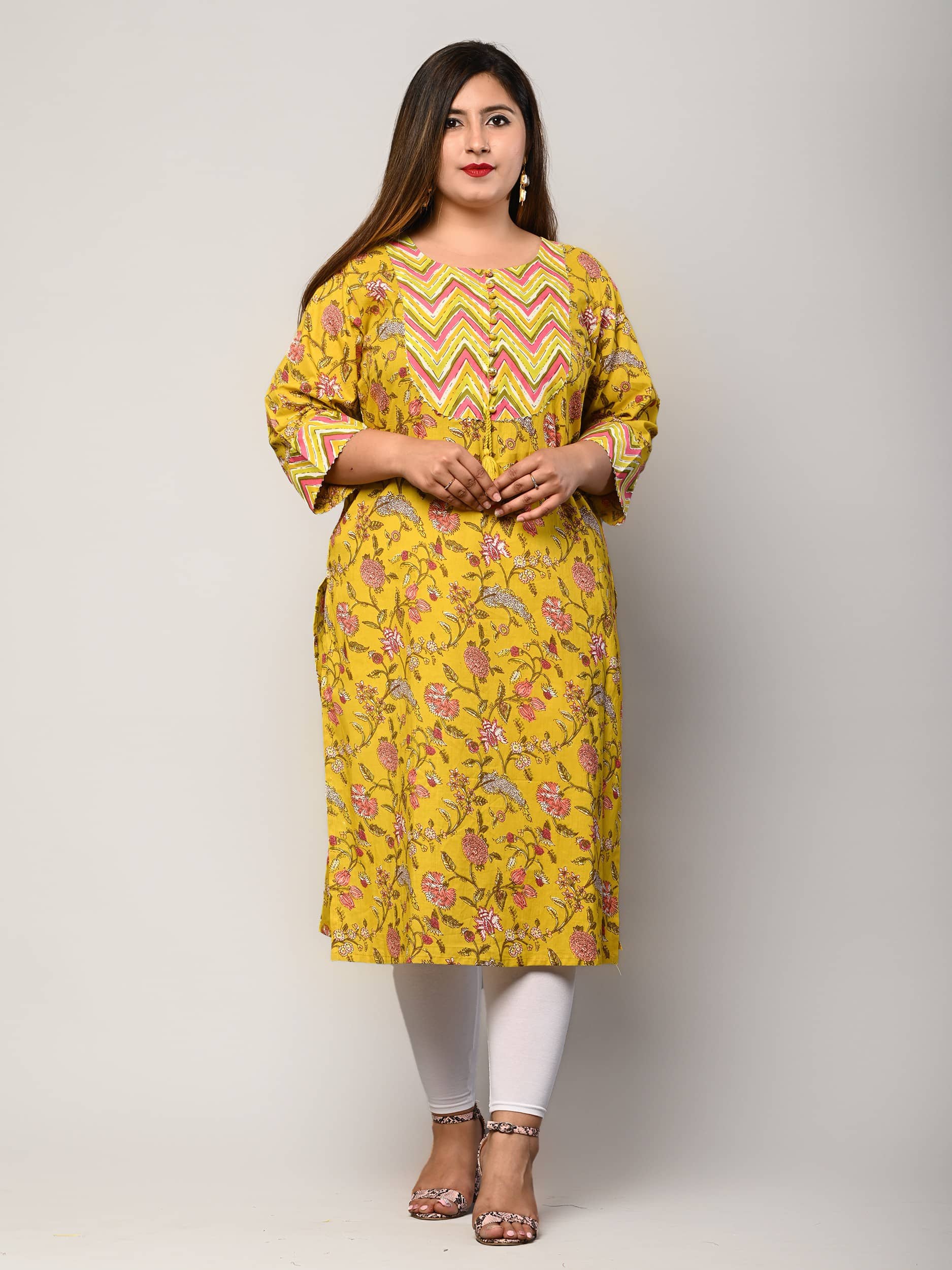 Swasti - Yellow Cotton Women's Straight Kurti ( Pack of 1 ) - Kurtis, Tunics | Buy online on ZillyBuy
