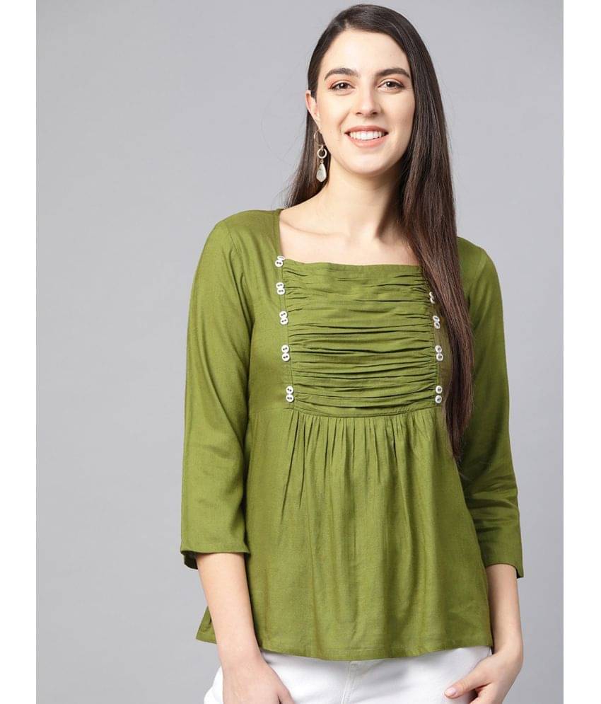 Yash Gallery Women's Rayon Regular Top ( Green ) Yash Gallery Women's Rayon Regular Top ( Green )
