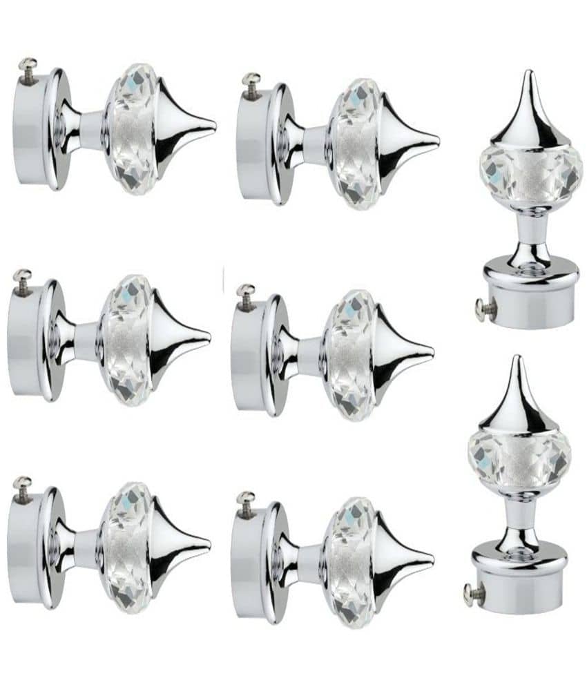Home Deco - Silver Wrought Iron Single Rod Curtain Bracket ( Pack of 8 )