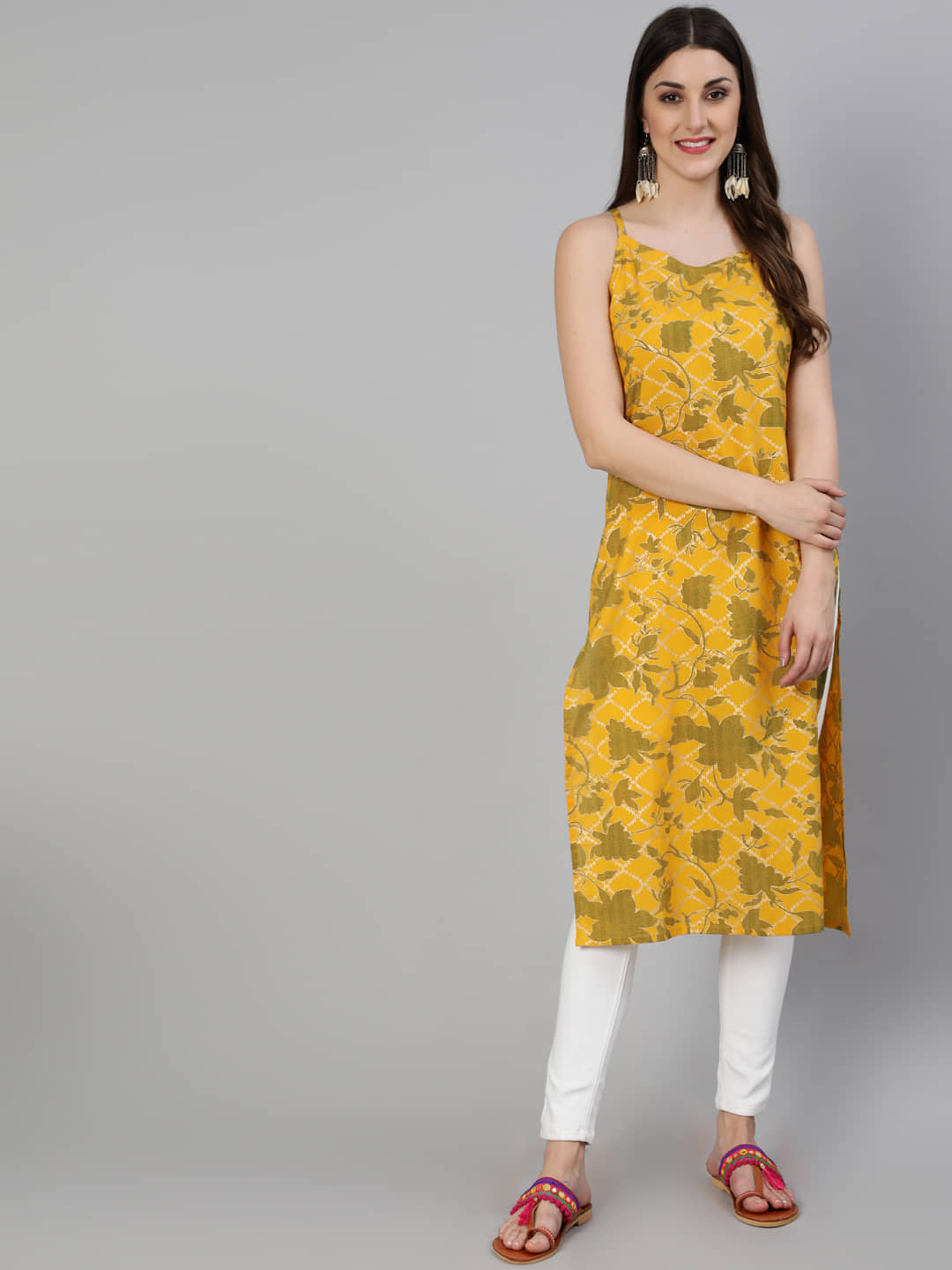 Antaran - Yellow Cotton Women's Straight Kurti ( Pack of 1 ) - Kurtis, Tunics | Buy online on ZillyBuy