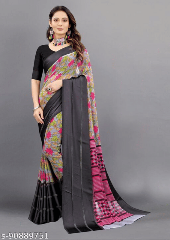     			sanwariya Georgette Printed Saree With Unstitched Blouse Piece ( Green )