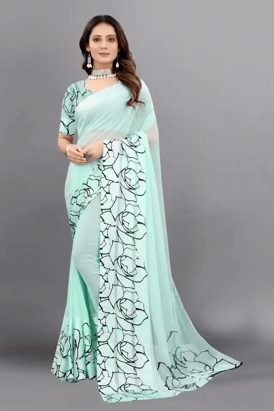 sanwariya Georgette Printed Saree With Unstitched Blouse Piece ( SkyBlue ) sanwariya Georgette Printed Saree With Unstitched Blouse Piece ( SkyBlue )