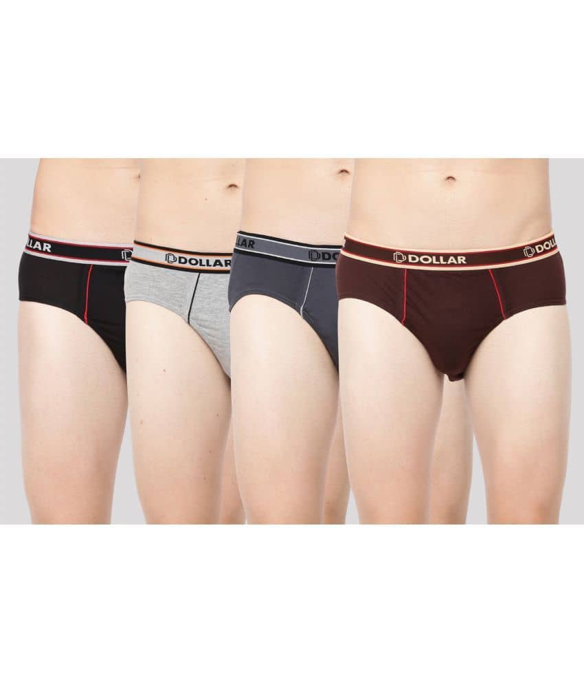 Dollar Bigboss Men's Pack of 4 Combed Cotton Solid Brief With Anti-Microbial Odour Control (Colour May Vary)
