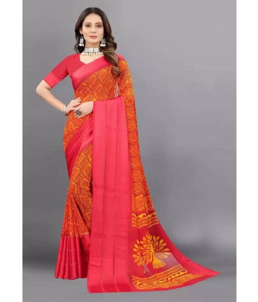 Sitanjali Georgette Printed Saree With Unstitched Blouse Piece ( Red ) Sitanjali Georgette Printed Saree With Unstitched Blouse Piece ( Red )