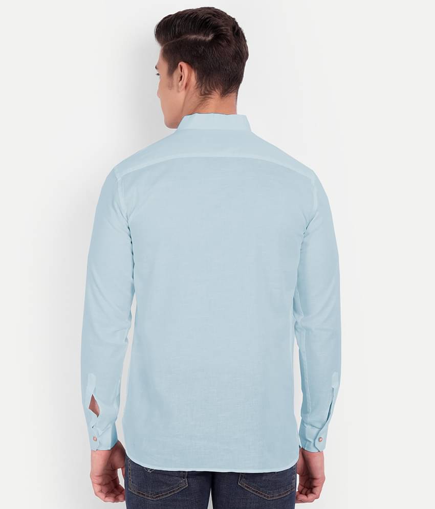 UNI VIBE - Blue Cotton Slim Fit Men's Casual Shirt ( Pack of 1 ) - Image 4