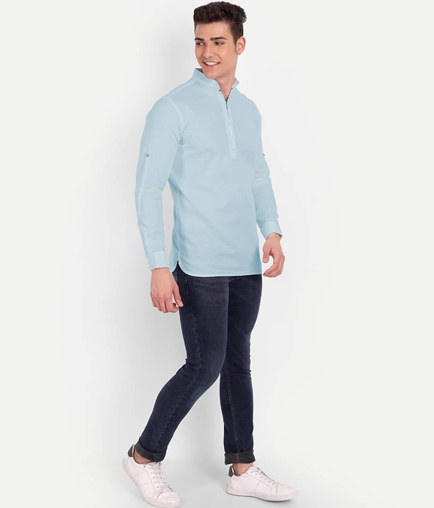 UNI VIBE - Blue Cotton Slim Fit Men's Casual Shirt ( Pack of 1 ) - Image 5