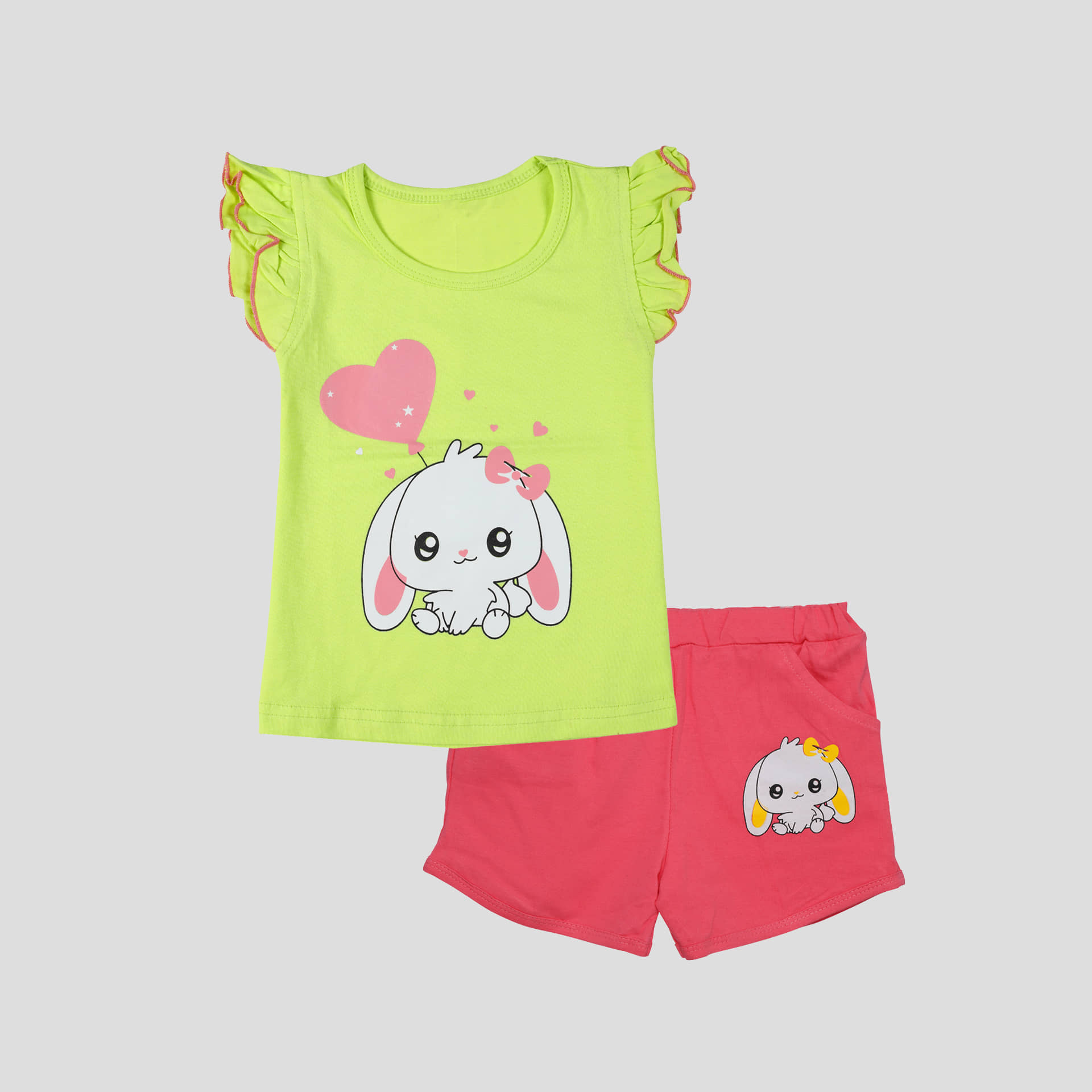 CATCUB Pack of 1 Girls Cotton Top With Shorts ( White )