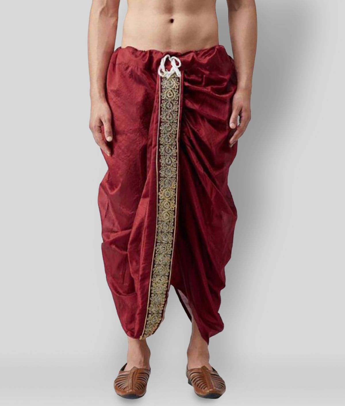 GN hub - Maroon Silk Men's Dhoti ( Pack of 1 ) GN hub - Maroon Silk Men's Dhoti ( Pack of 1 )