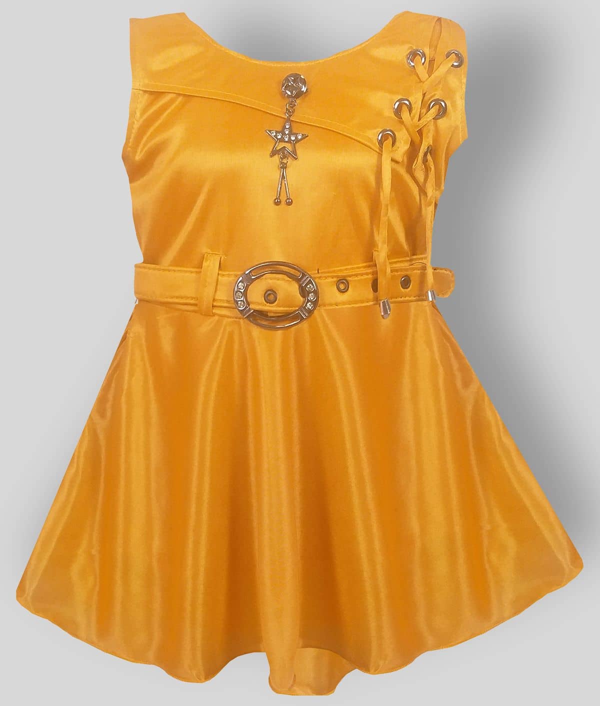 LITTLE PANDA Pack of 1 Baby Girls Satin Frocks ( Yellow )