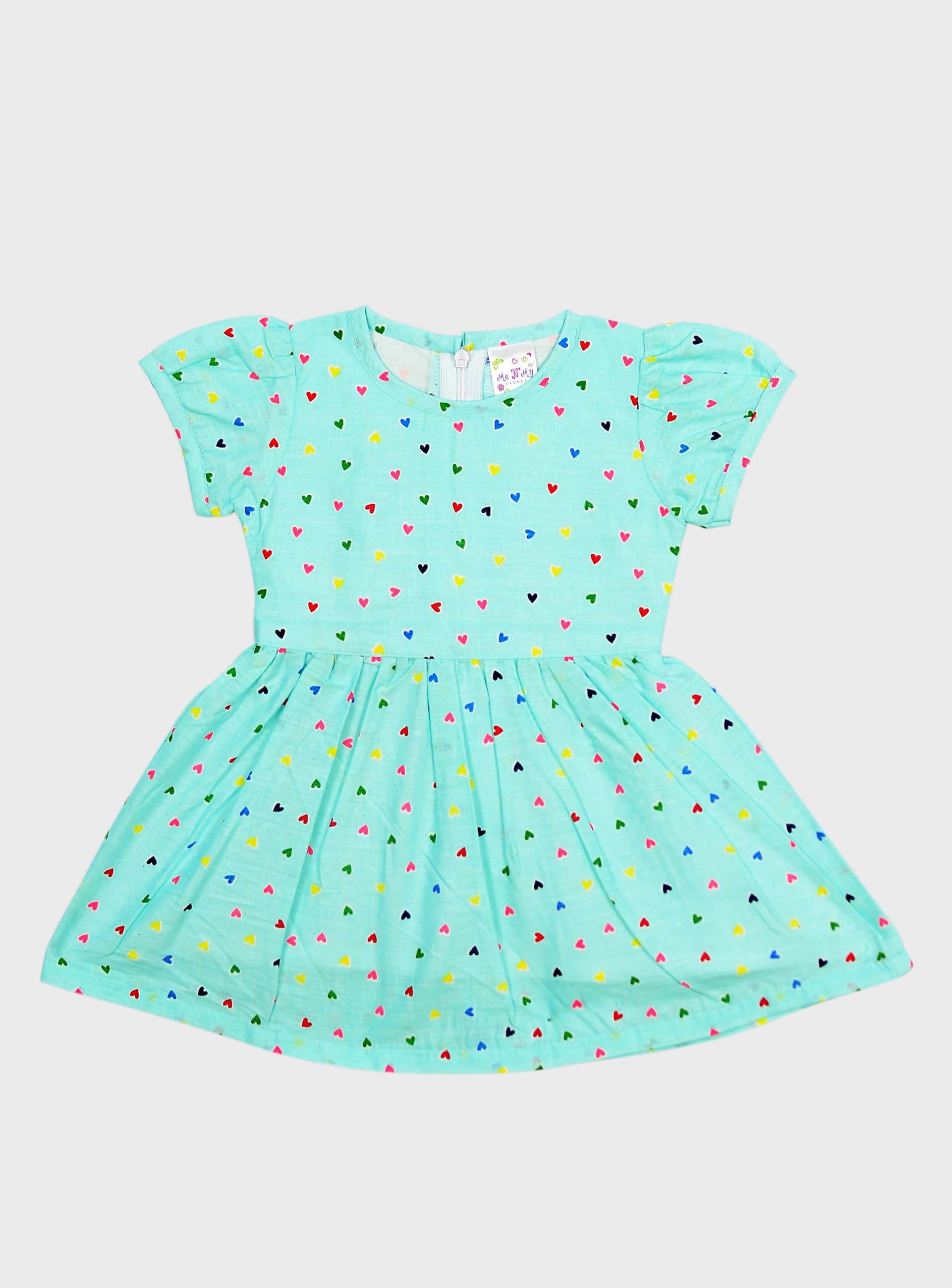 Me N My CLOSET Pack of 1 Baby Girls Cotton Frock ( Blue )